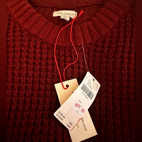 NWT Anthropologie Pilcro Crew-Neck Waffle Sweater in Wine Sz M - Picture 7 of 7